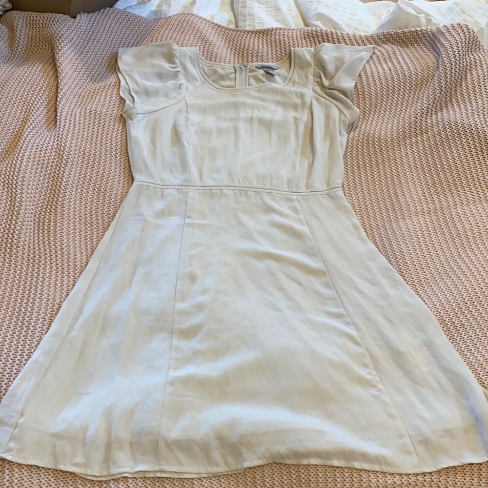 H&M Cottagecore Cream Flutter Sleeve Flowy Mini Dress NWOT Size 12